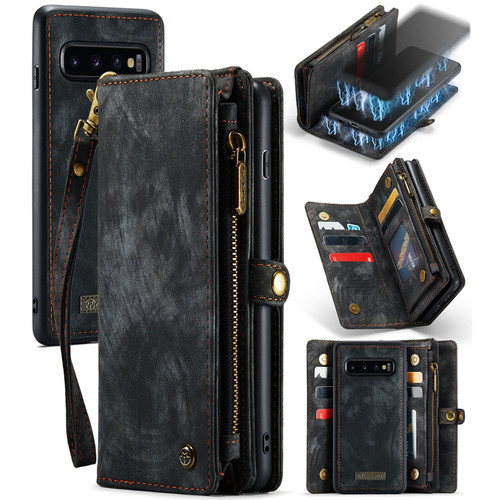 Samsung Galaxy S10 CaseMe 008 Detachable Multifunctional Flip Leather Phone Case - Black